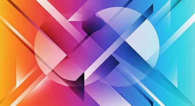 Abstract colorful geometric shapes with gradient background