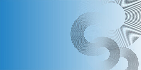 Abstract circle lines on light blue background. Geometric stripe line art design for poster, brochure, cover, website, header, web banner, presentation.
