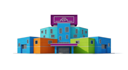 Isolated Colorful Structure, Funky Building Design for Creative Business Brand Project