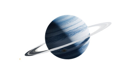 Isolated illustration of Saturn-like planet with ring system for science and education use © Laura
