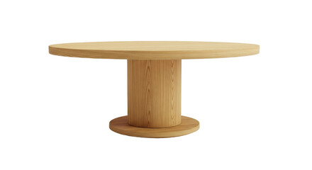 Isolated round wood dining table, living room furniture and restaurant table design