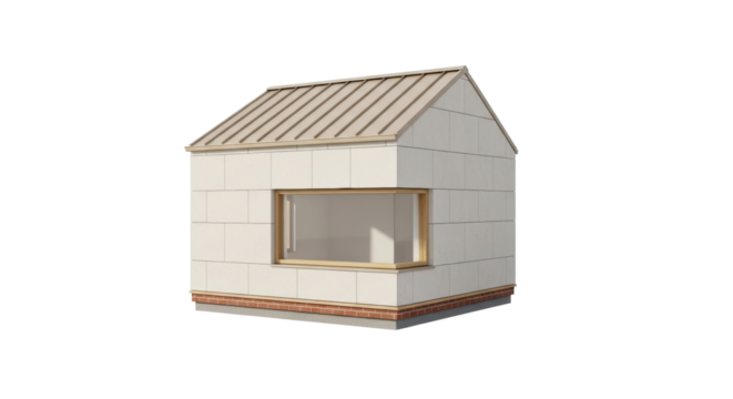 Isolated Modern house, single-family residential architecture, simple compact design