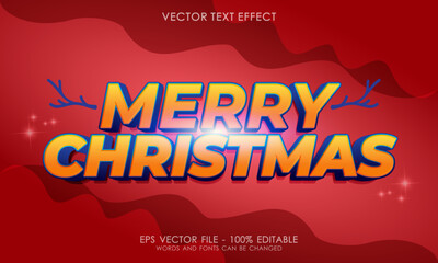Creative editable text effect merry christmas on red background