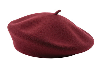 Isolated maroon beret a fashionable felt hat for women and artists worn tilted to one side