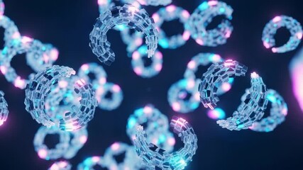 Abstract 3d rendering of futuristic geometric shapes with glowing neon lights - Powered by Adobe