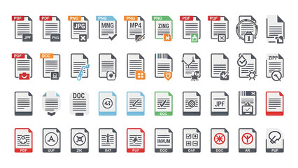 Modern File Format Icon Set Collection for Web and App Design