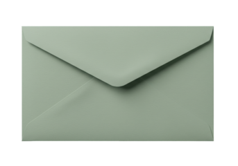 Isolated sage green envelope ready to mail and send greetings, letter or invitation