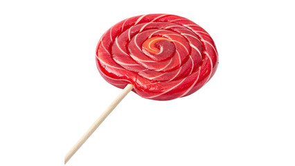 Colorful spiral lollipop on a stick with red and white swirls perfect for events or celebrations on a transparent background