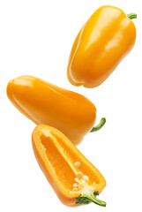 Set of yellow mini bell pepper isolated