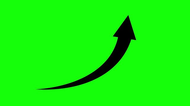 arrow rising green screen. black rising arrow. Animated of business growth icon animation. Business growth arrow animated video. 4K Video motion graphic animation.