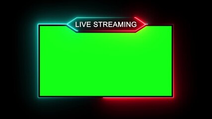 live streaming neon text frame animation. Glowing streaming game live Stream overlay motion graphics. media player or streaming service video. - Powered by Adobe