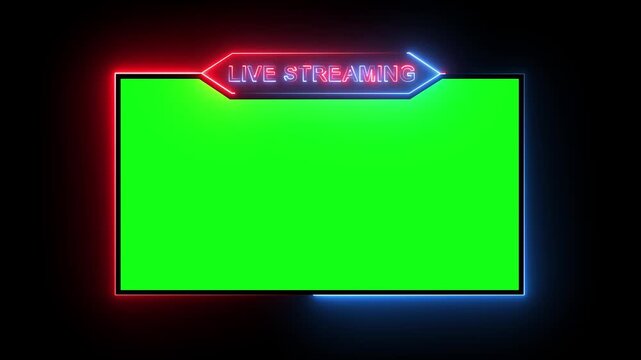 Live streaming neon text frame animation box frame neon frame live streaming game live Stream overlay animation. light frame for game streaming 4k video - Powered by Adobe