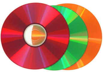 Obraz premium Isolated colorful CDs against a neutral backdrop ready for burning data and making music