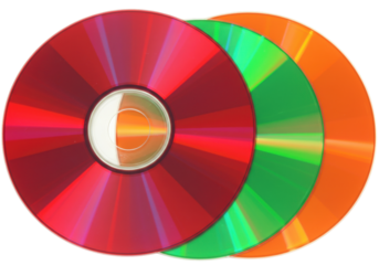 Isolated colorful CDs against a neutral backdrop ready for burning data and making music