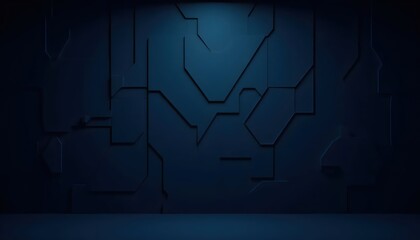 Minimal Blue Geometry Defining the Depths of Futuristic Art