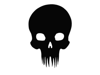  Vector Illustration of Halloween Skull Silhouette Isolated on Transparent Background