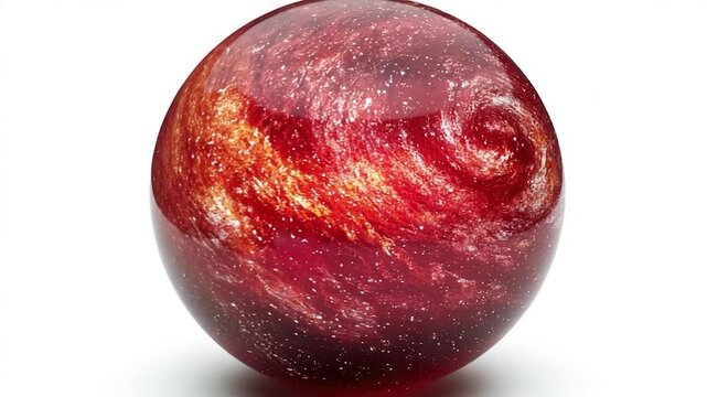 A bright red apple featuring a unique spiral design on its surface