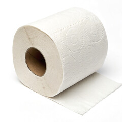 Fototapeta premium roll of toilet paper sitting on a plain background