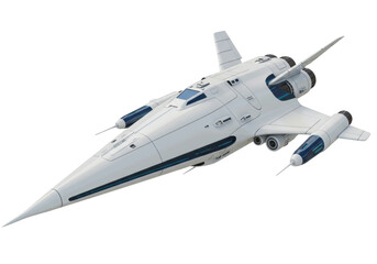 Isolated concept spacecraft design, futuristic transportation with detailed surfaces and wings © Laura