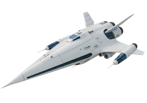 Isolated concept spacecraft design, futuristic transportation with detailed surfaces and wings