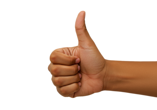 Isolated hand giving thumbs up gesture representing approval or agreement symbol