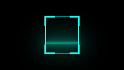 Digital Neon Scanner Icon Animation Showing Glowing Barcode and QR Code Symbol with Laser Light Beams, Futuristic Interface, and Modern Technology Visualization Concept on Black Background - Powered by Adobe