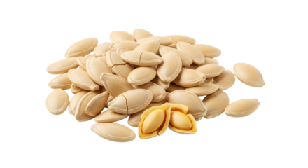 Isolated closeup of pile of healthy roasted pumpkin seeds, snack for Thanksgiving holiday