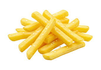 Isolated Pile of Salted French Fries ready to eat as a Snack or Side Dish on its own
