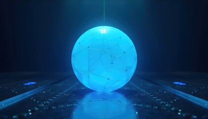 Floating Blue Geometry Reflecting Modern Futuristic Aesthetics
