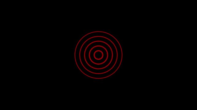 Abstract Circular Radio Wave Animation Showing Connection and Communication Signal Lines with Glowing Green Effects on Black Background, Digital Technology Visualization and Modern Electronic 