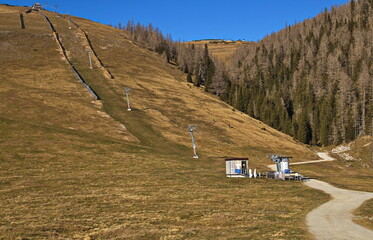 Ski slope on B&uuml;rgeralm at Aflenz Kurort,Bruck-M&uuml;rzzuschlag District,Styria,Austria
