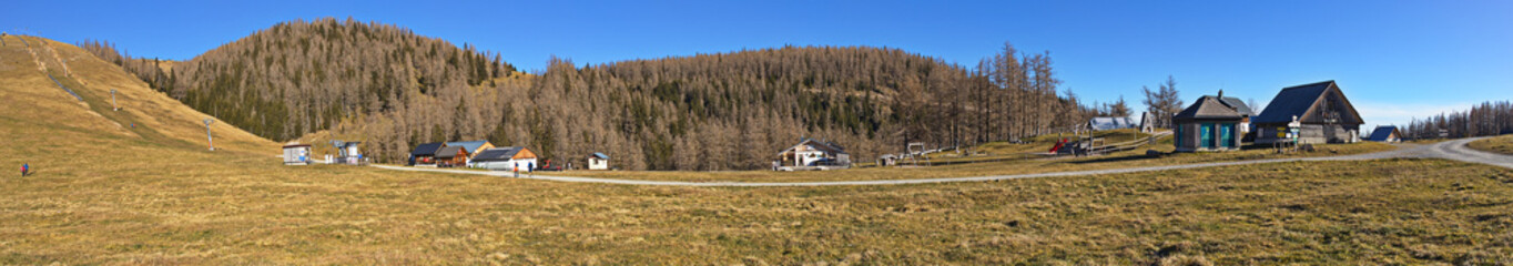 Panoramic view of B&uuml;rgeralm at Aflenz Kurort,Bruck-M&uuml;rzzuschlag District,Styria,Austria
