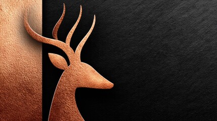 Elegant copper colored reindeer silhouette with metallic texture for holiday art and design