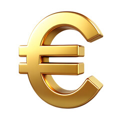 Golden euro currency symbol isolated on white background