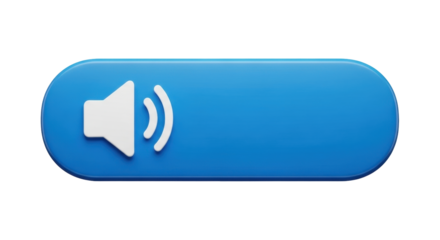 Isolated Blue volume control button symbol icon to make louder or silent audio sound