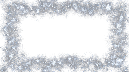 Beautiful vector illustration of a Christmas frame border with snow and snowflakes for a holiday card design in blue and white