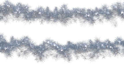 Christmas winter blue background border with snow-covered pine tree branches, snowflake pattern, and frost design for a holiday card