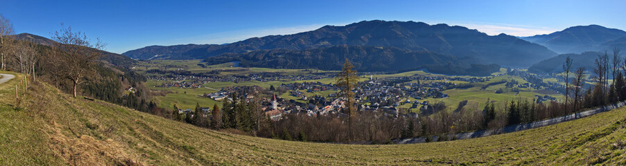 View of Aflenz Kurort from B&uuml;rgeralm, Bruck-M&uuml;rzzuschlag District, Styria, Austria
