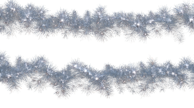 Christmas winter blue background border with snow-covered pine tree branches, snowflake pattern, and frost design for a holiday card - Powered by Adobe