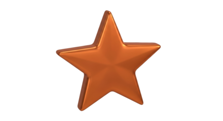 Isolated orange star shape is simple, dimensional, and glossy with a smooth surface