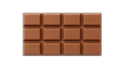 Isolated Milk Chocolate Bar, Ready to Break Apart and Eat Sweet Decadent Candy Food Treat