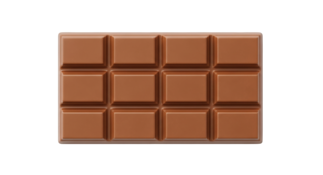 Isolated Milk Chocolate Bar, Ready to Break Apart and Eat Sweet Decadent Candy Food Treat