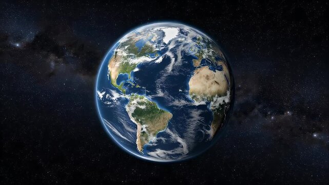 A digital globe of Earth, surrounded by a starry, dark space