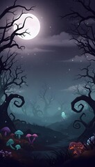 Fototapeta premium Night Vertical Halloween Background or Halloween invitation