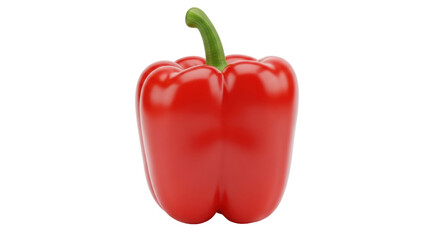 Isolated ripe and shiny red bell pepper with green stem perfect for cooking, vibrant food