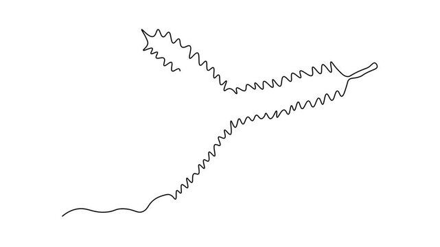 Abstract branch of a Christmas tree, pine, Self drawing animation one continuous line draw, logo on white background