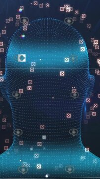 Animation of brains with ai texts over digital human with connections