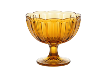 Isolated antique glass dessert bowl for ice cream, fruit, pudding, or trifle is on display