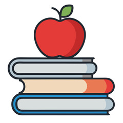 design logo icon vector illustration stacked books with apple