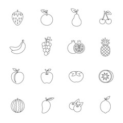 果物のアイコンのセット　フルーツのベクターイラスト